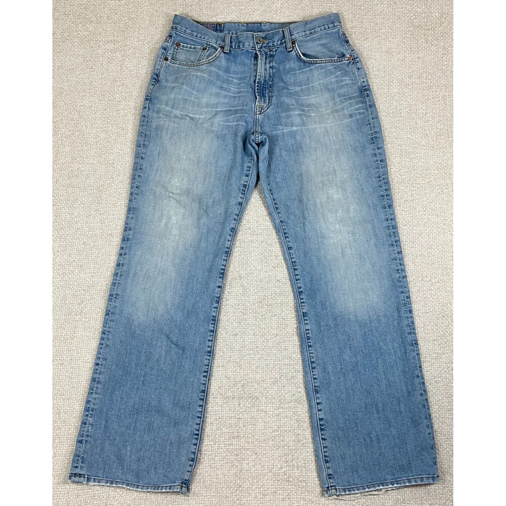 Lucky Brand Boot Leg Jeans Mens 34x32 Boot Cut Blue American USA Made Cowboy Y2K